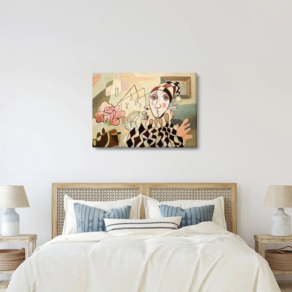 Kép - kubizmus -harlequin and rose (70x50 cm)