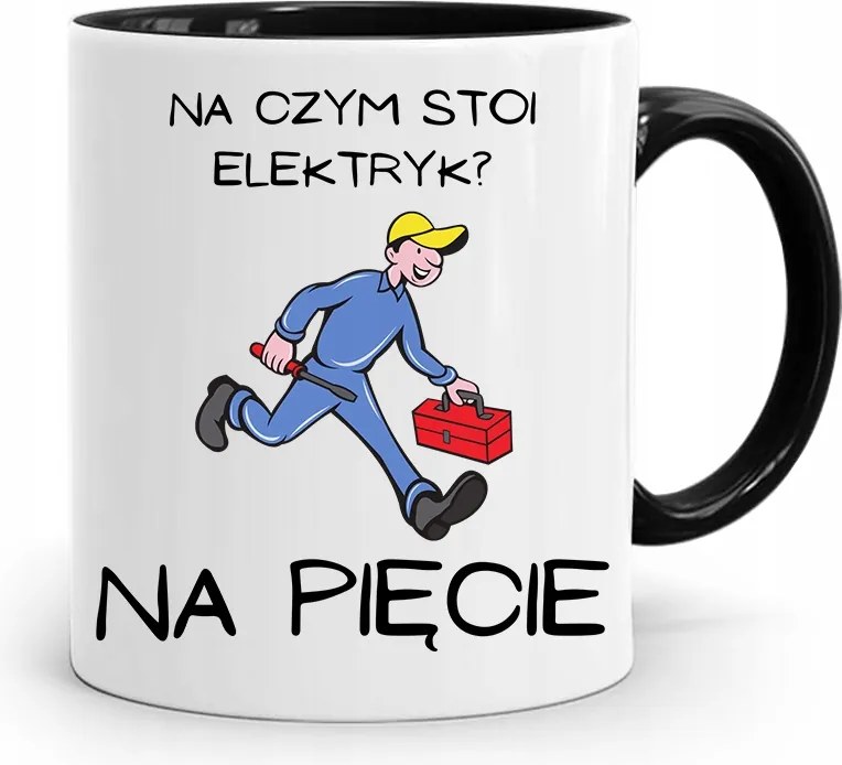 Fekete Bögre Villanyszerelőnek Milyen Villanyszerelő Áll? fényképes nyomtatással