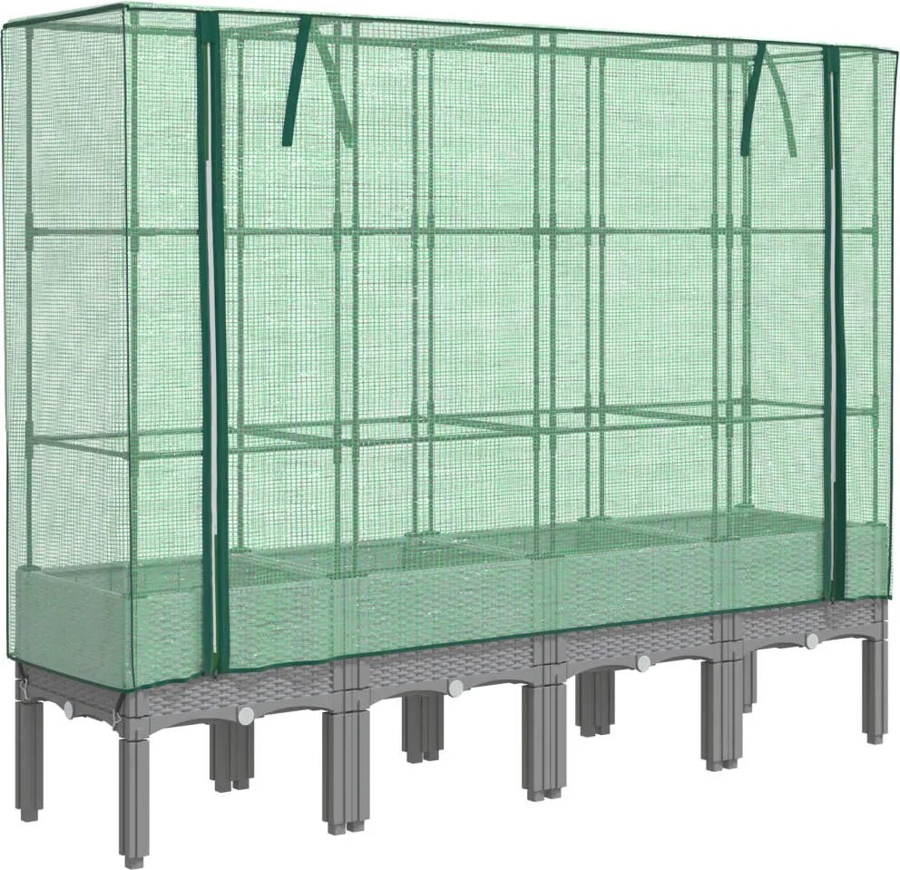 vidaXL rattan megjelenésű magaságyás melegháztakaróval 160x40x140 cm