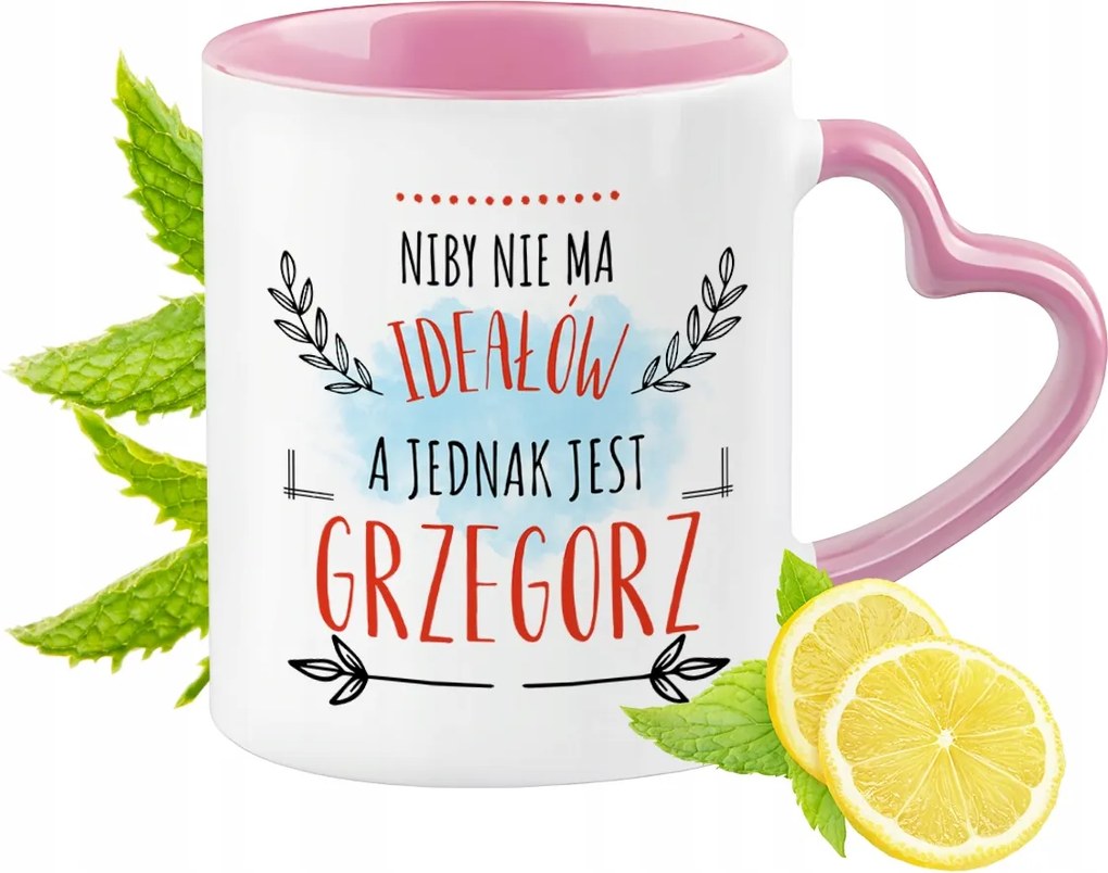 Gergely bögre Rózsaszín, szív alakú füllel Kávé Ajándék