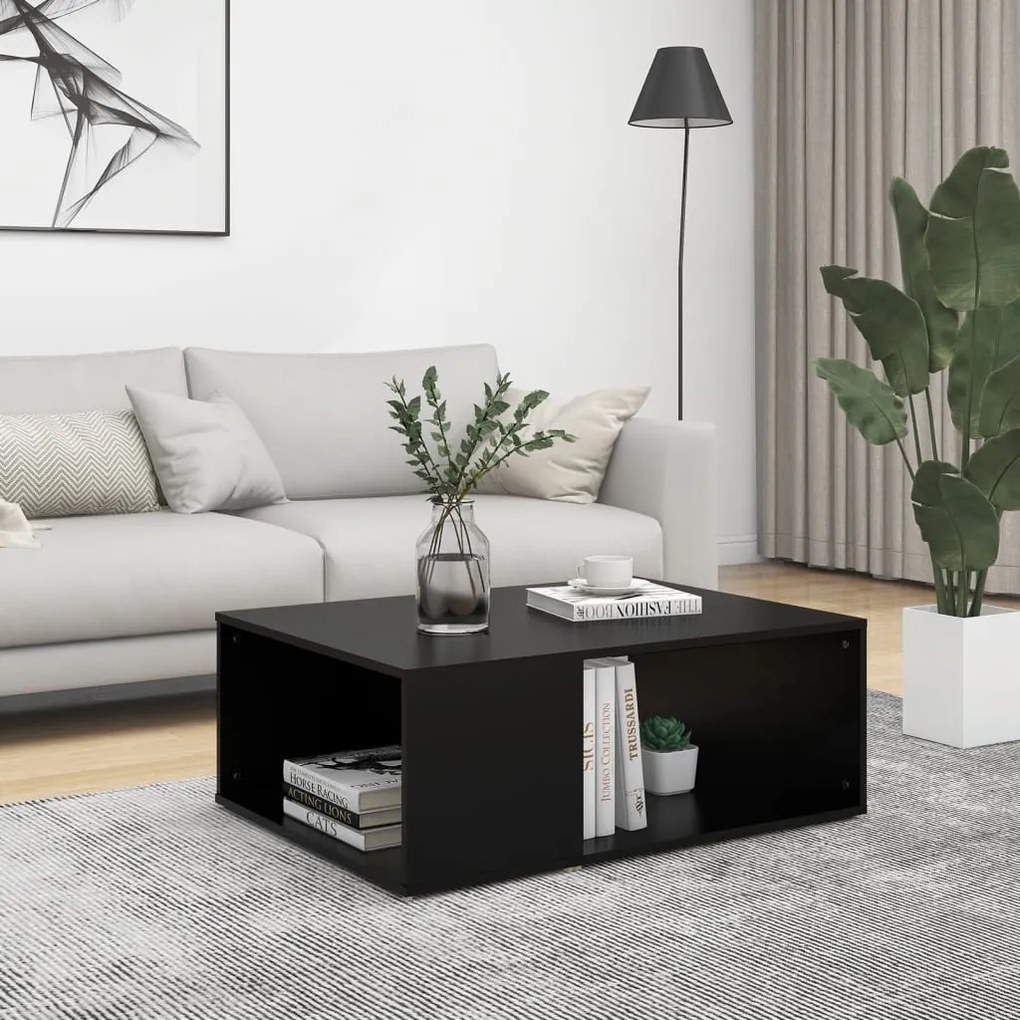 Fekete szerelt fa dohányzóasztal 90 x 67 x 33 cm