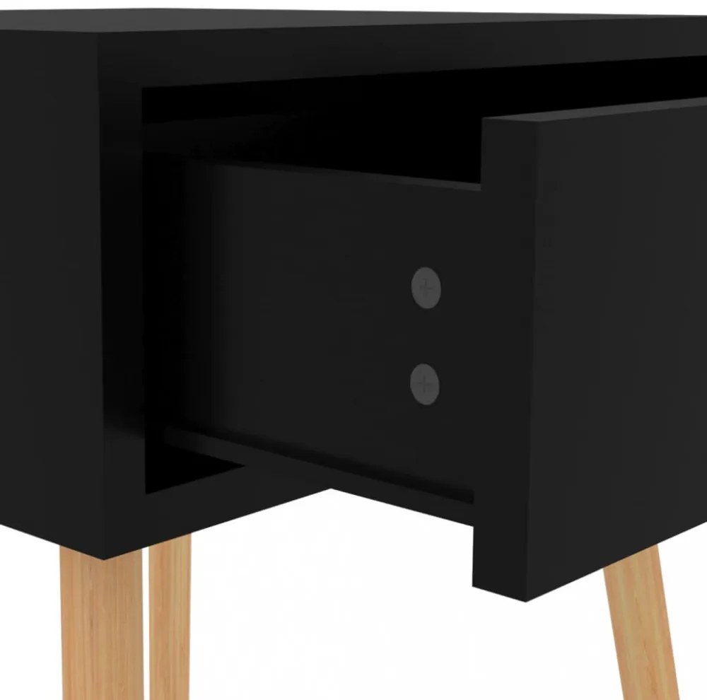 magasfényű fekete szerelt fa éjjeliszekrény 40 x 40 x 56 cm