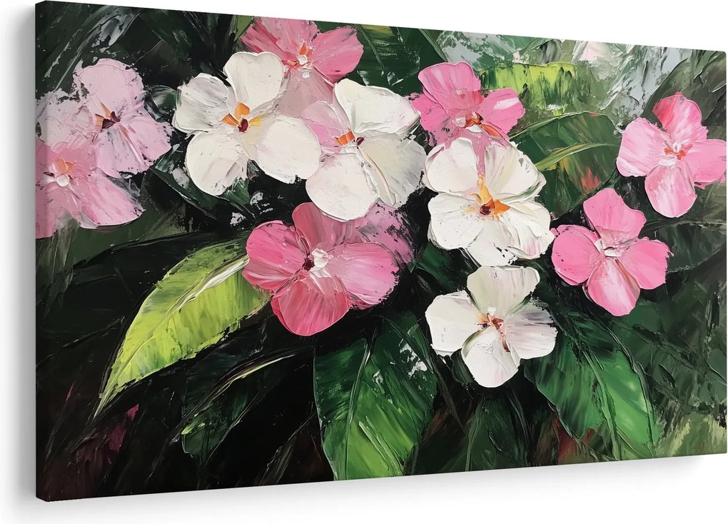 Kép - Rózsaszín és fehér virágok (90x60 cm)