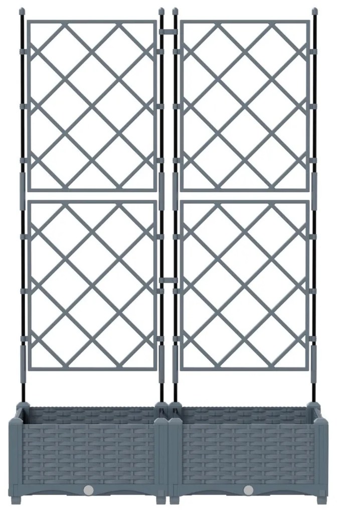 Rácsos Kerti Cserép 2 db Világosszürke 80x40x125.5 cm