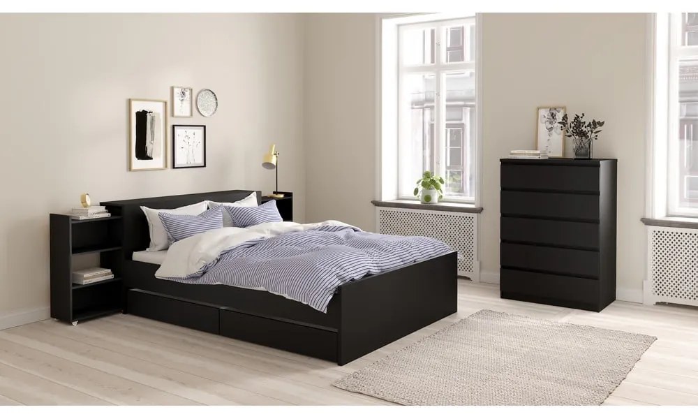 Fekete ágy alatti fiók szett 2 db-os Naia – Tvilum