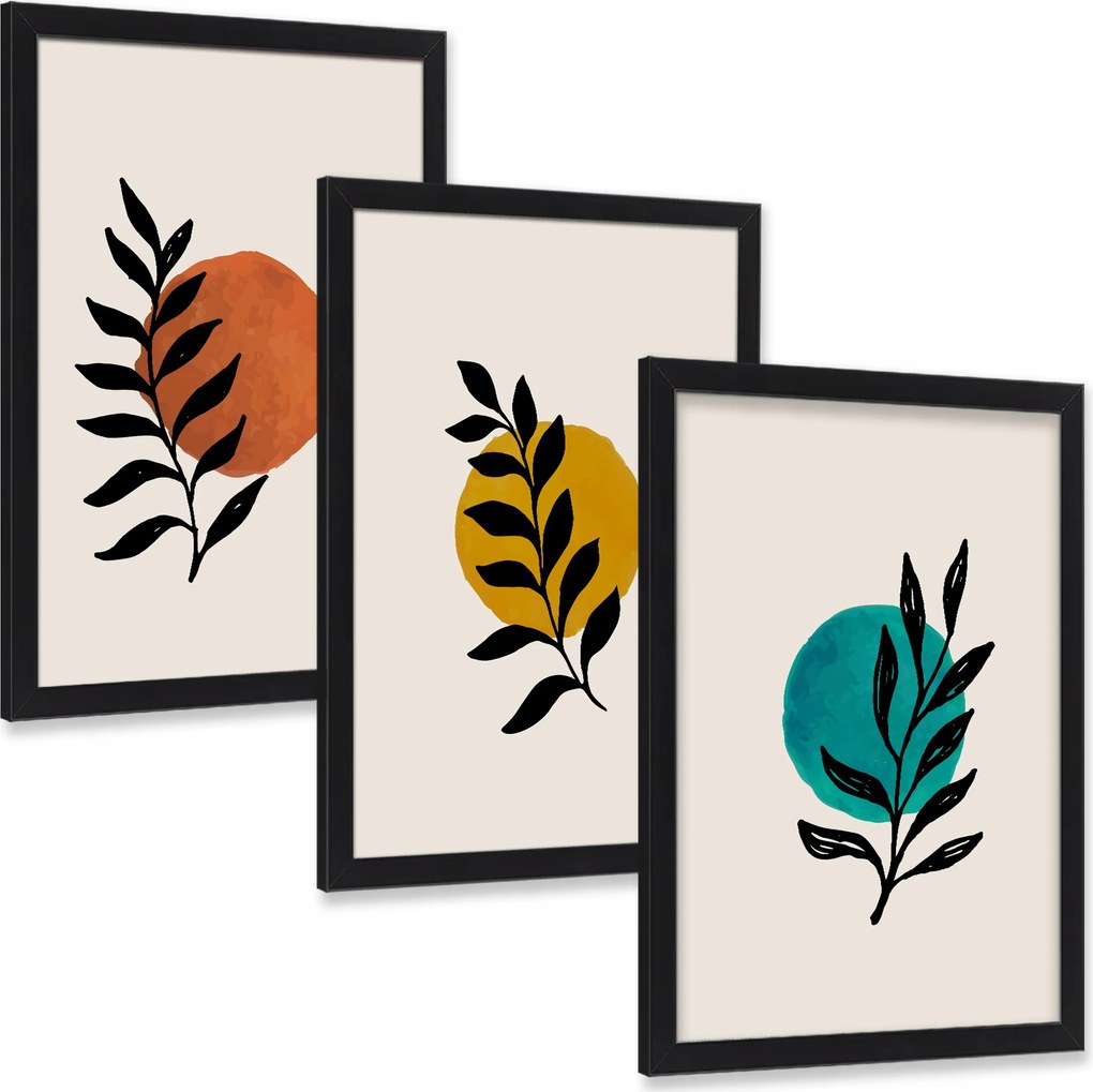 Falikép 3 db Levelek otthonra , nappaliba , szobába 30x20 cm