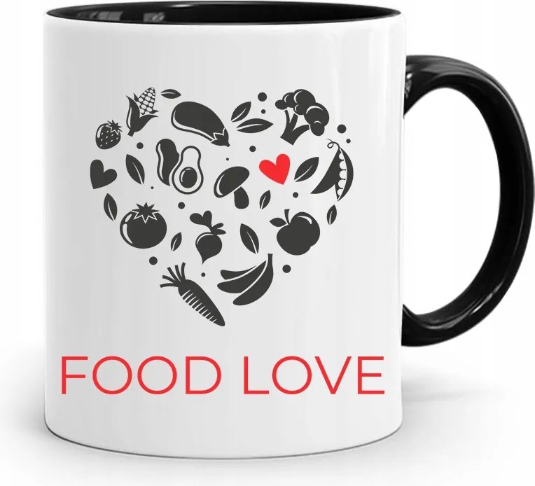 Fekete Bögre Szakácsnak Food Love nyomott mintával