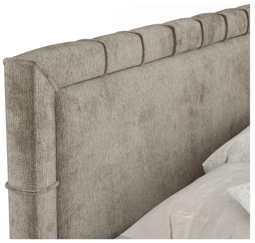 Bézs ágyneműtartós boxspring ágy 200x200 cm Voyage – Maison de Rêve