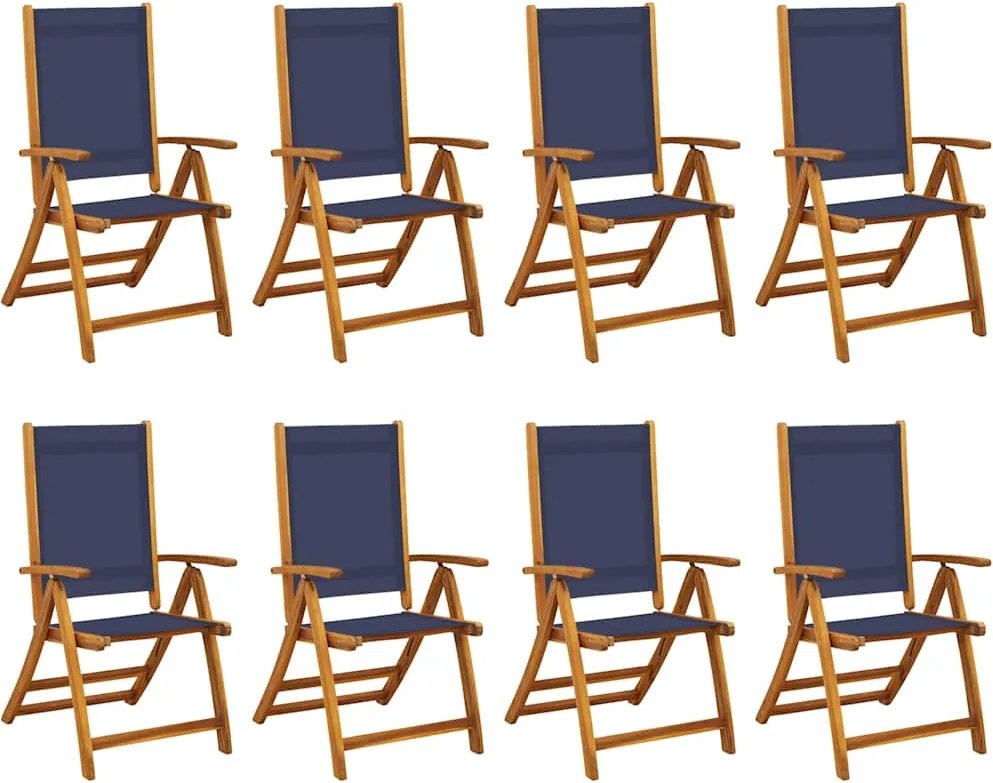 vidaXL 8 db tömör akácfa és textilén összecsukható kerti szék