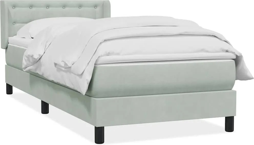 vidaXL világosszürke bársony rugós ágy matraccal 90x220 cm