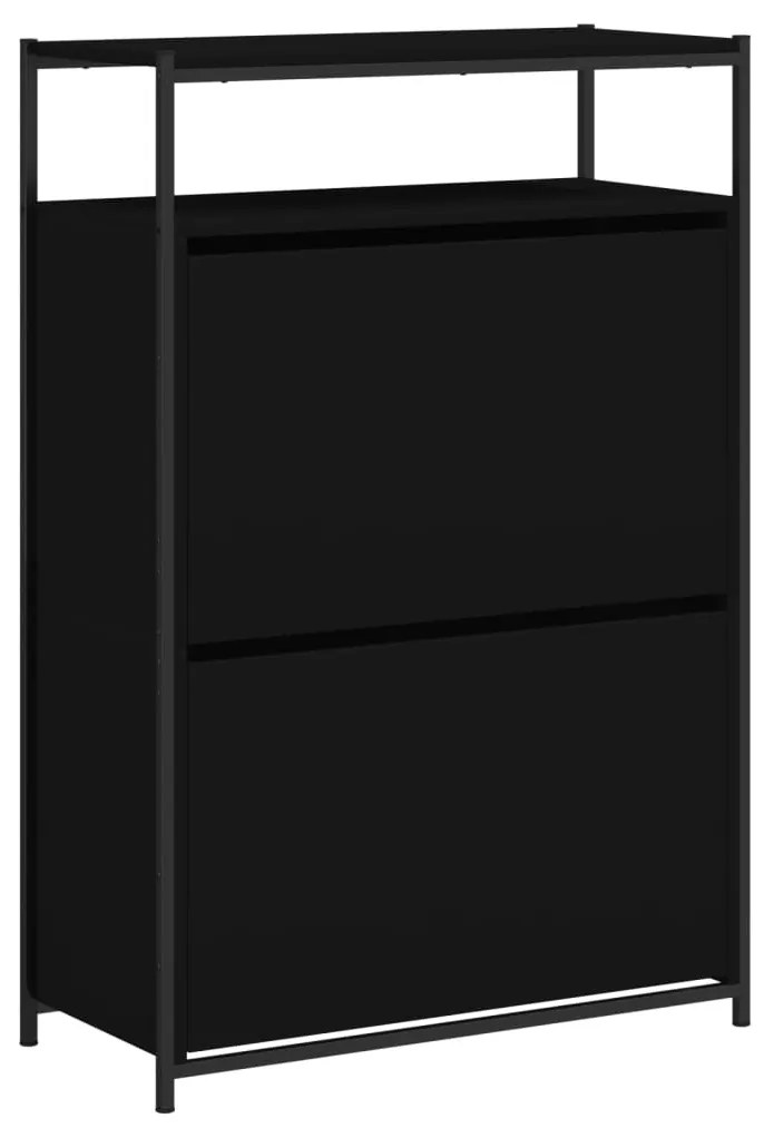 fekete szerelt fa cipőszekrény 75x34x112 cm