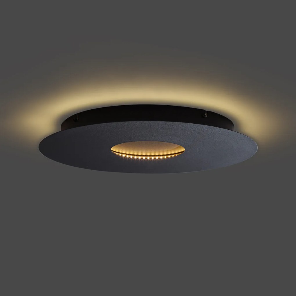 Modern mennyezeti lámpa fekete 40 cm LED-del, 3 lépésben dimmelhető - Morning