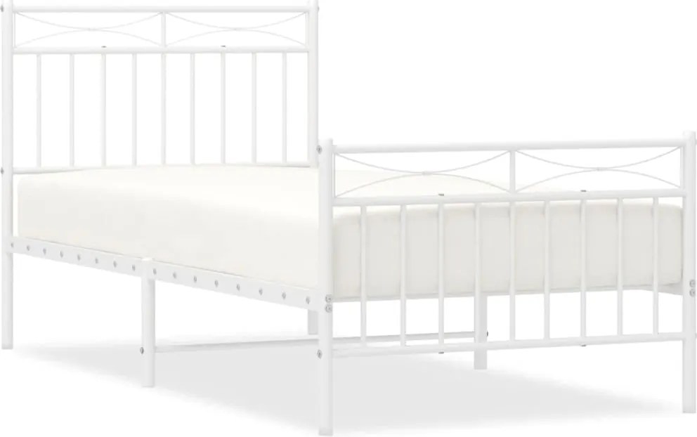 vidaXL fehér fém ágykeret fej- és lábtámlával 90 x 190 cm