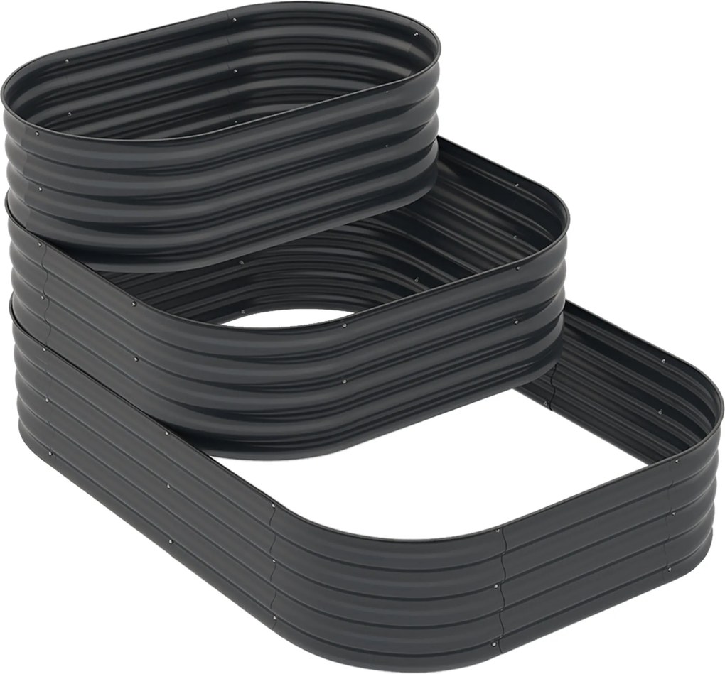 Outsunny Négyzet alakú Magaságyás Kertész Szelektív Terasz 3 Szintes Fűszerhez Zöldséghez Gyümölcshöz Virágokhoz 158 x 109 x 82 cm - Szürke | Aosom