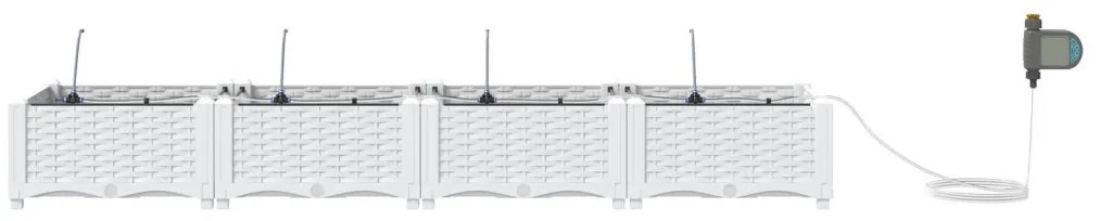 Kerti ültetők Fehér 160 x 40 x 22 cm Acél