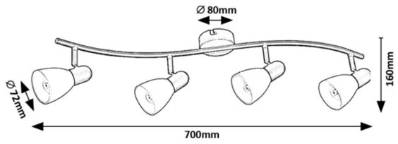 Rabalux 73094 - SOMA spotlámpa 4x E14/40W/230V