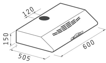 Pyramis 65041701 - STANDARD HOOD 60 cm fekete páraelszívó