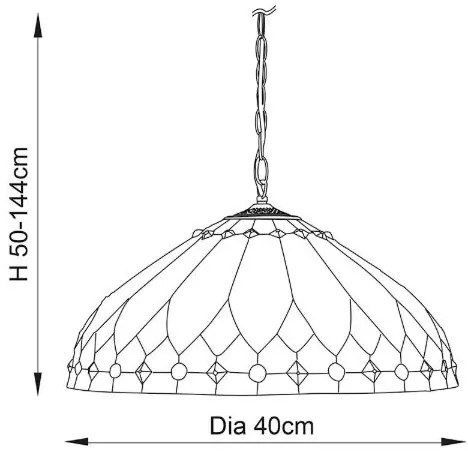 Endon 63977 - Tiffany BROOKLYN láncos csillár 1xE27/60W/230V átm. 40 cm