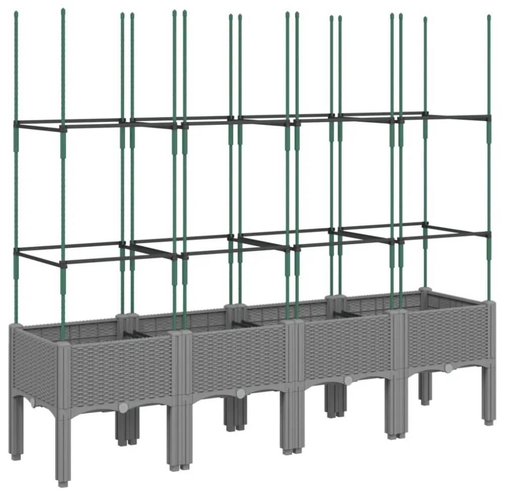 világosszürke PP rácsos kerti ültetőláda 160 x 40 x 142,5 cm