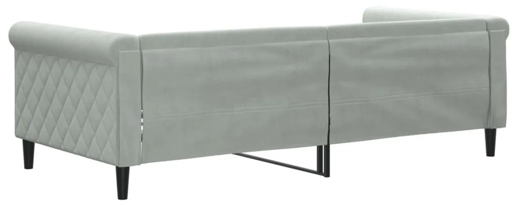 világosszürke bársony kanapéágy 90 x 190 cm