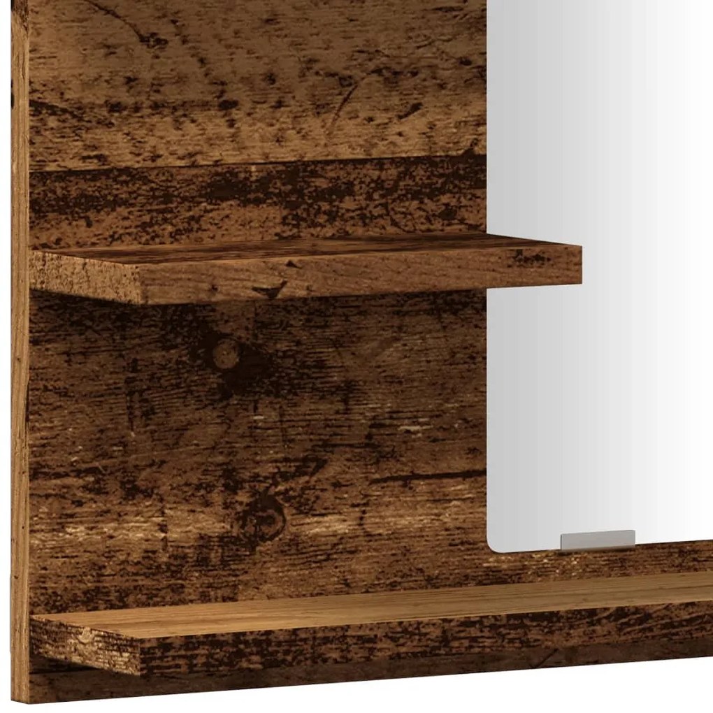 antik fa színű tükrös fürdőszobaszekrény 60 x 10,5 x 45 cm