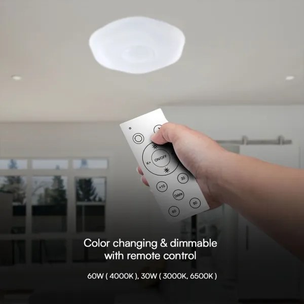 LED Dimmelhető mennyezeti lámpa LED/60W/230V 3000-6500K 50 cm fehér + távirányító