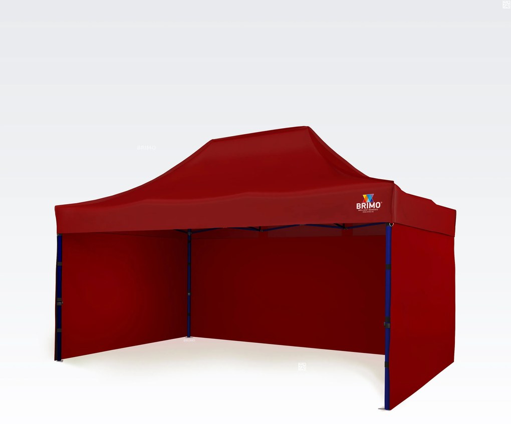 Piaci pavilon 3x4,5 m, 3 fallal | Gyors felállítás, 12,5 m² - plusz 3 oldalfal - Piros