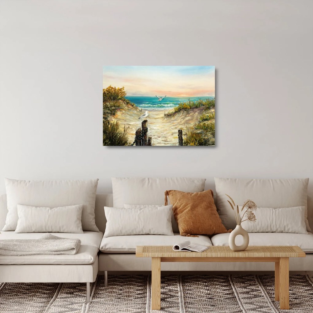 Kép - homokos tengerpart (üvegen) (70x50 cm)
