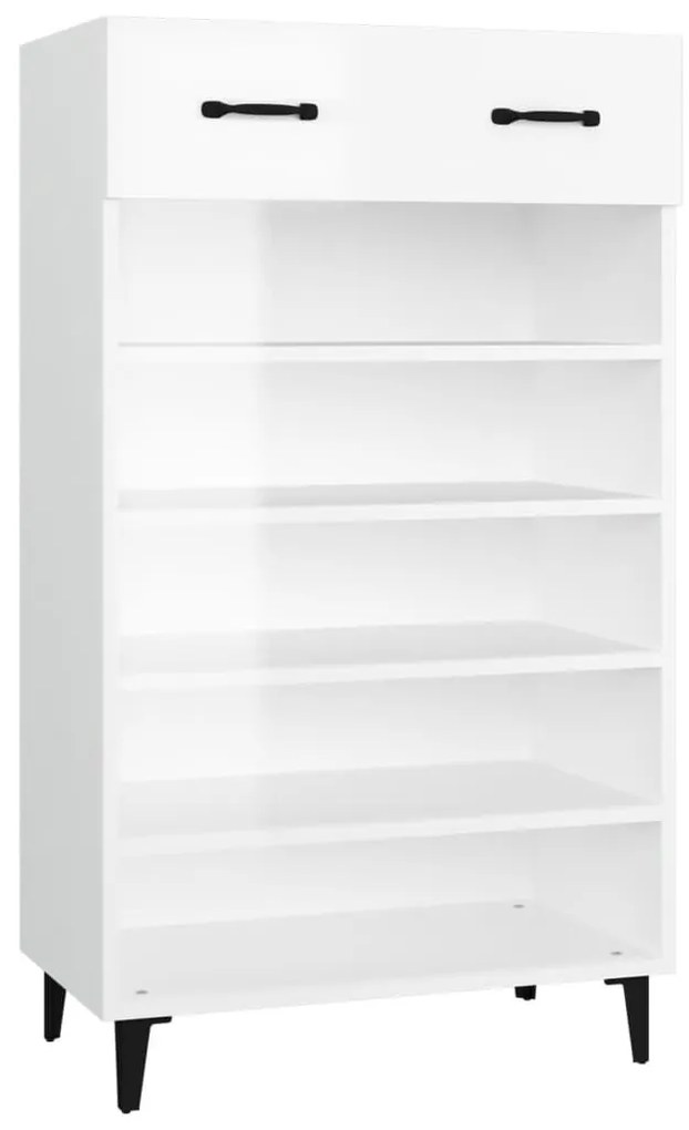 vidaXL magasfényű fehér szerelt fa cipőszekrény 60 x 35 x 105 cm