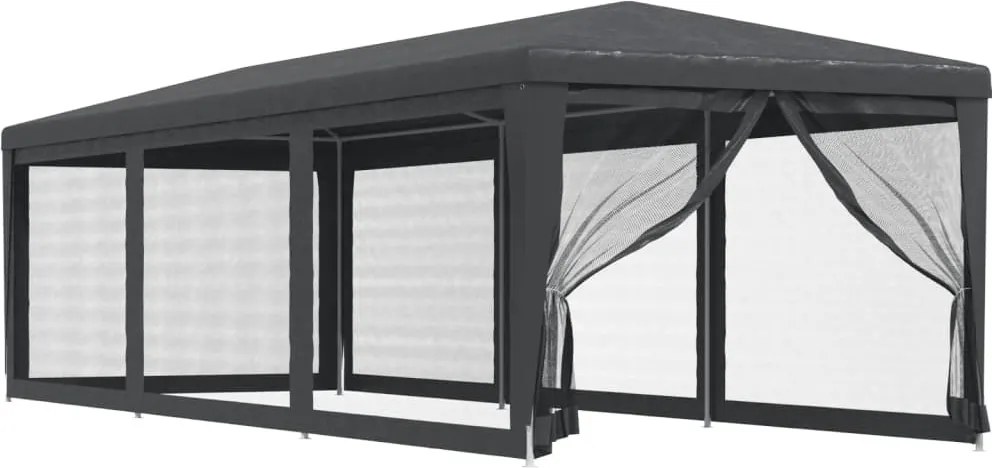 Antracit HDPE rendezvénysátor 8 hálós oldalfallal 3x9 m