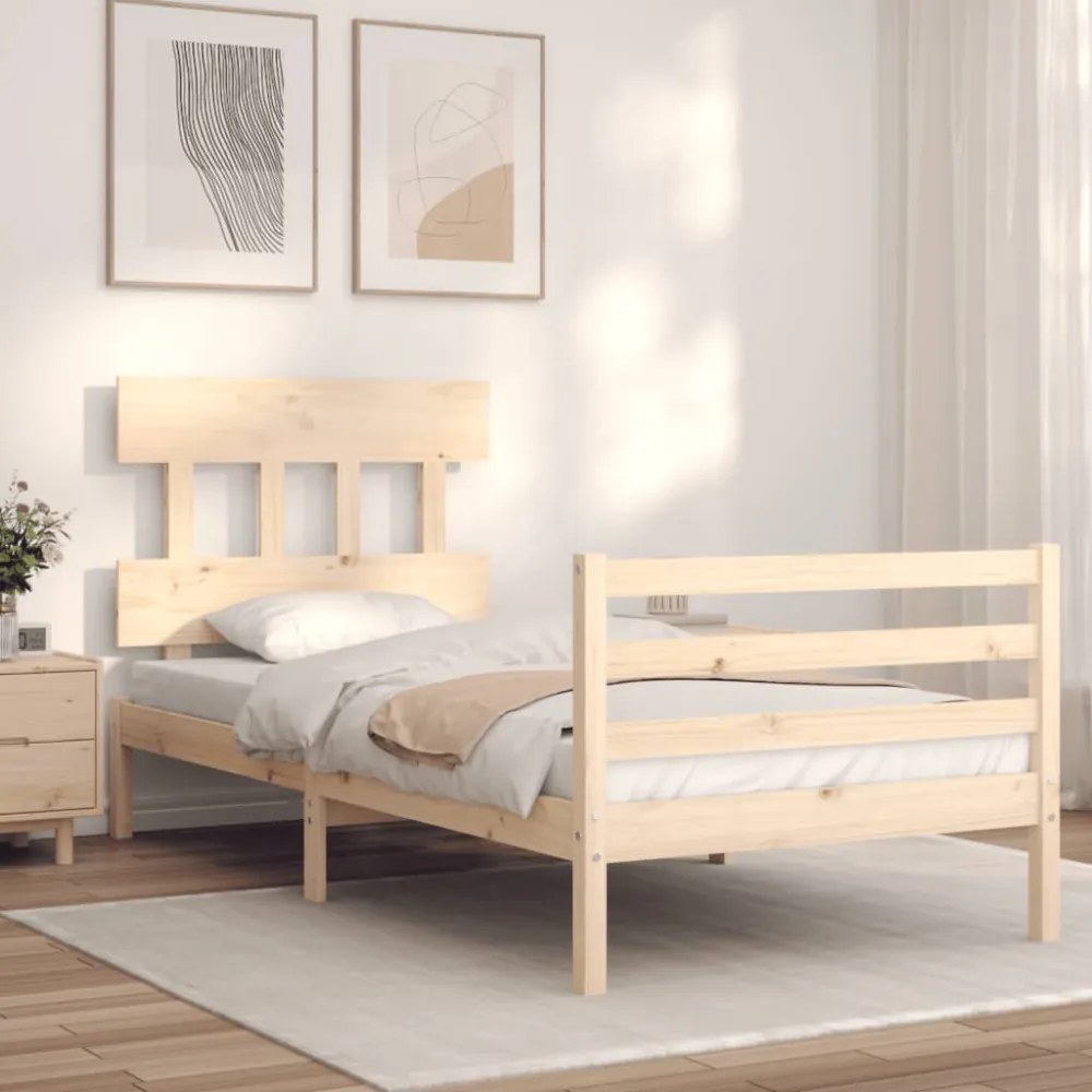 tömör fa ágykeret fejtámlával 90 x 200 cm