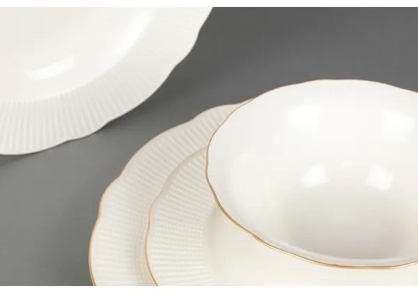 24 részes porcelán étkészlet, fehér/arany
