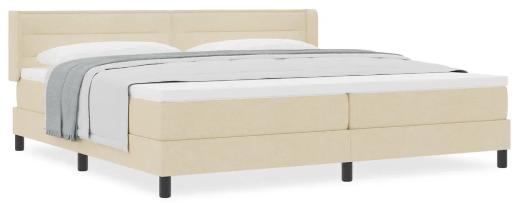 Boxspring ágy matraccal, Krém színben, 200 x 200 cm - Szövet