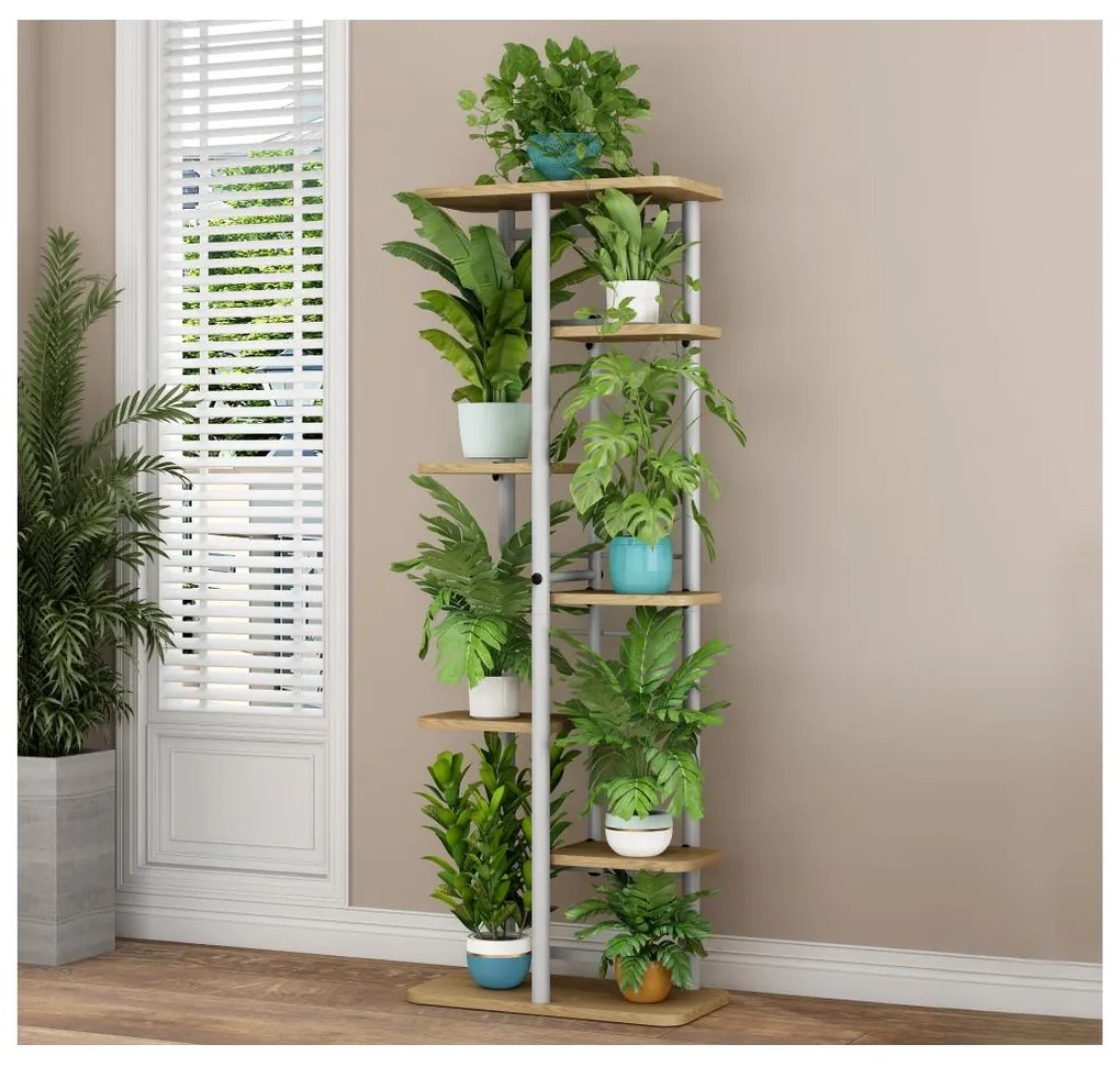 Virágtartó állvány Laban 3 (sonoma tölgy + fehér) . 1116386