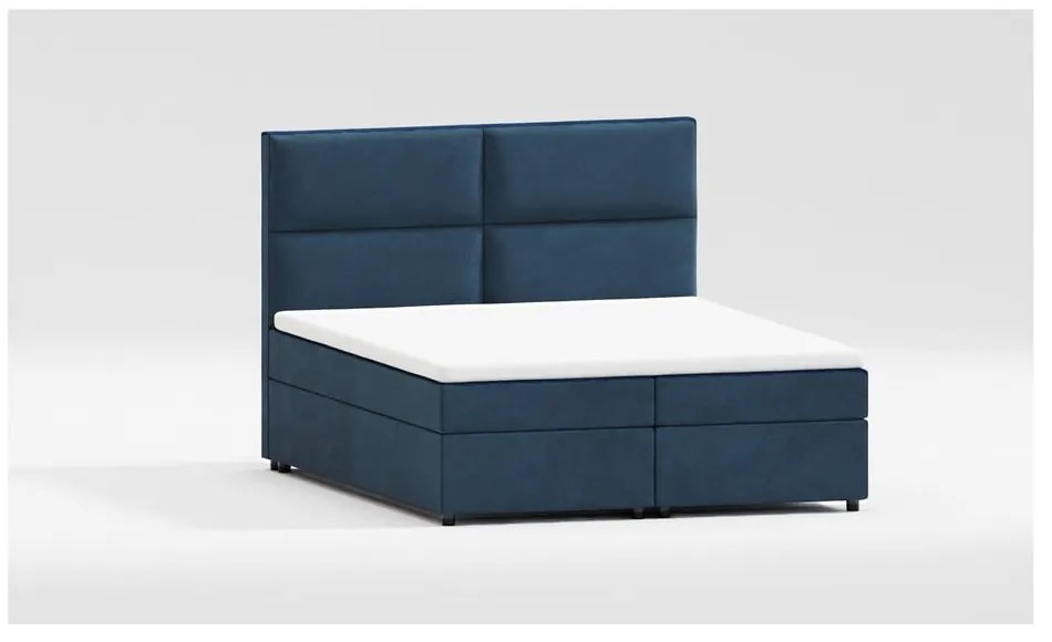 Sötétkék ágyneműtartós boxspring ágy 200x200 cm Rico – Ropez