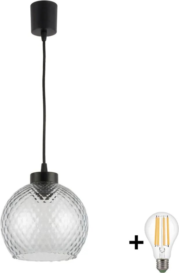 BRILAGI - LED csillár kábelen R GLASS 1xE27/60W/230V átm. 25 cm fekete/füstszürke
