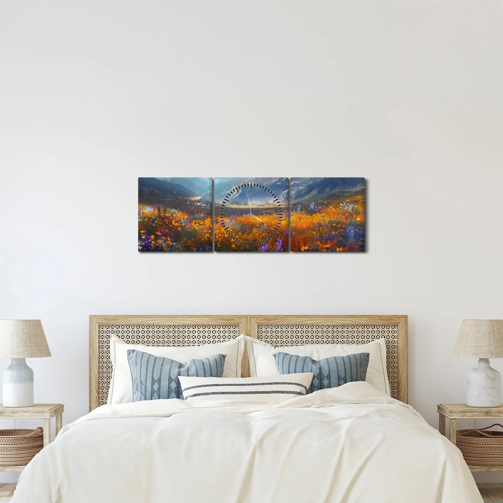 Kép - Festett hegyi táj II. (órával) (90x30 cm)