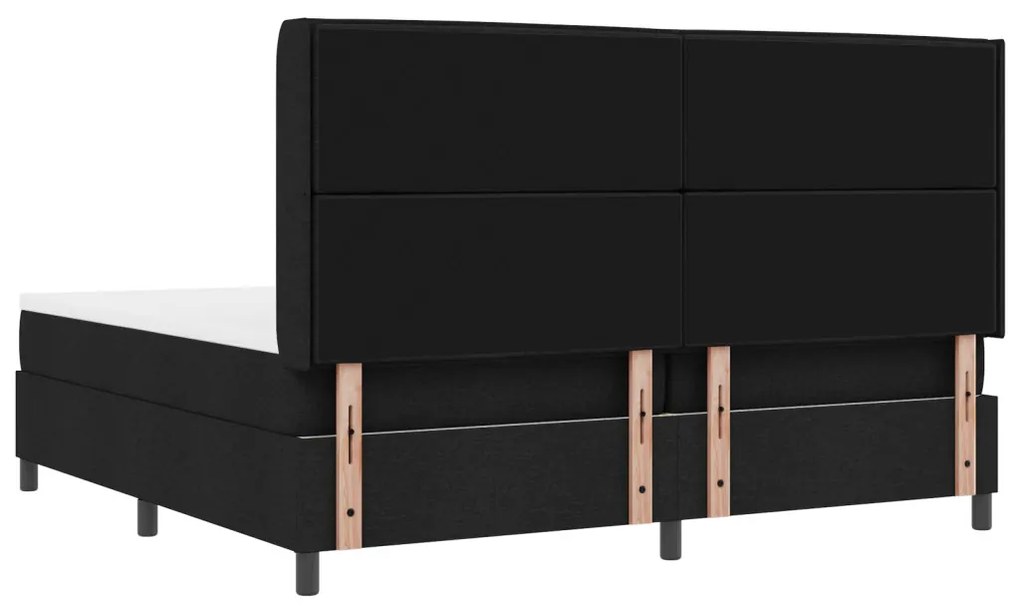 Boxspring ágy matraccal és LED világítással, fekete, 200x200 cm szövet