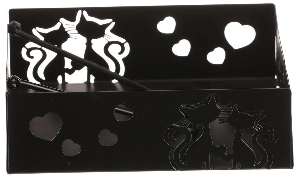 Autronic Fém szalvétatartó, négyzet alakú,macskás, fekete