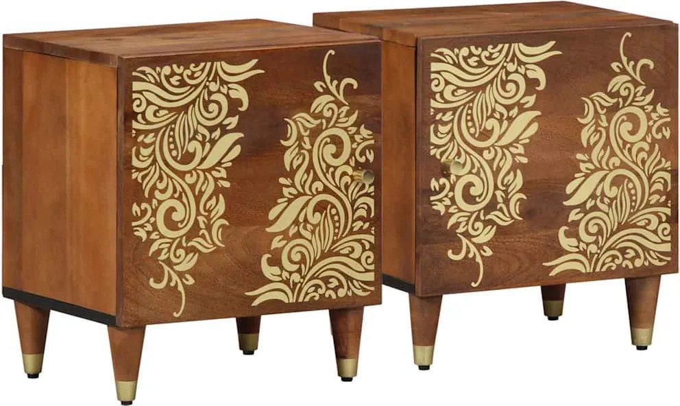 vidaXL Éjjeli szekrény ajtóval 2 pcs Méz barna 40 x 33 x 46 cm