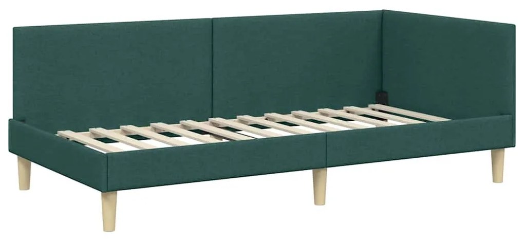 Sarokágy keret Egyéb Sötétzöld 90 x 200 cm Szövet és Mérnöki Fa