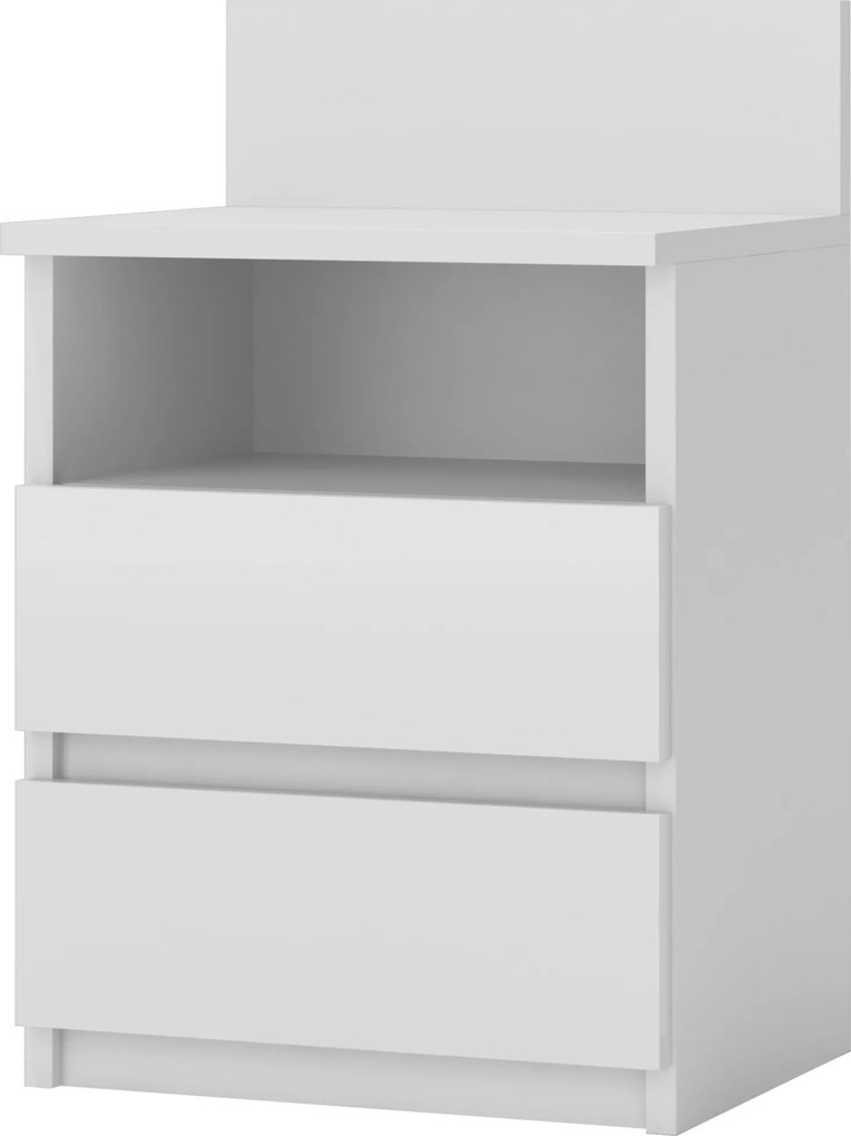Éjjeliszekrény 2 Fiókos 40X59 CM Hálószoba Fehér Modern MS1