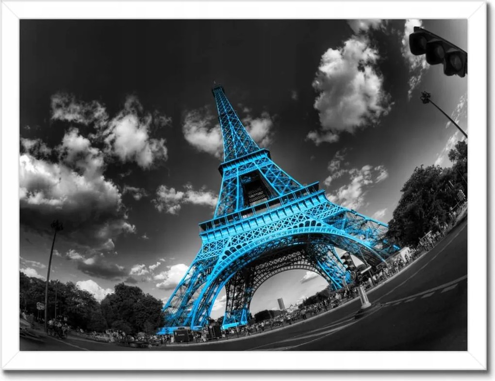 Poszterek keretben 40x30 Türkiz Eiffel-torony