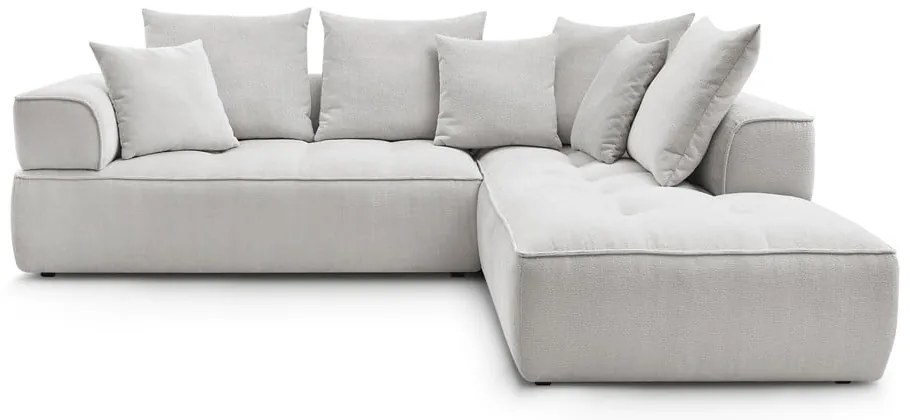 Világosszürke zsenília sarokkanapé (jobb oldali-L alakú) Whesley – Bobochic Paris