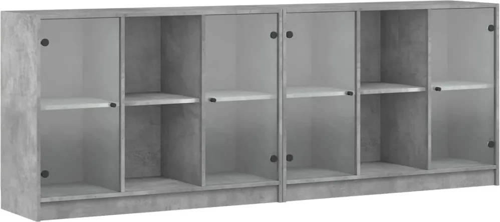 vidaXL betonszürke szerelt fa könyvespolc ajtókkal 204x37x75 cm