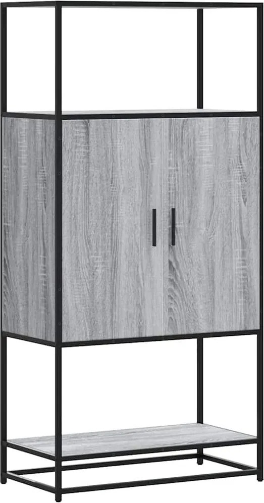vidaXL Highboard szürke sonoma 68x35x139 cm gépelt fa és fém