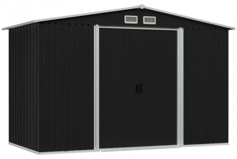 Antracitszürke acél kerti fészer 257 x 205 x 178 cm