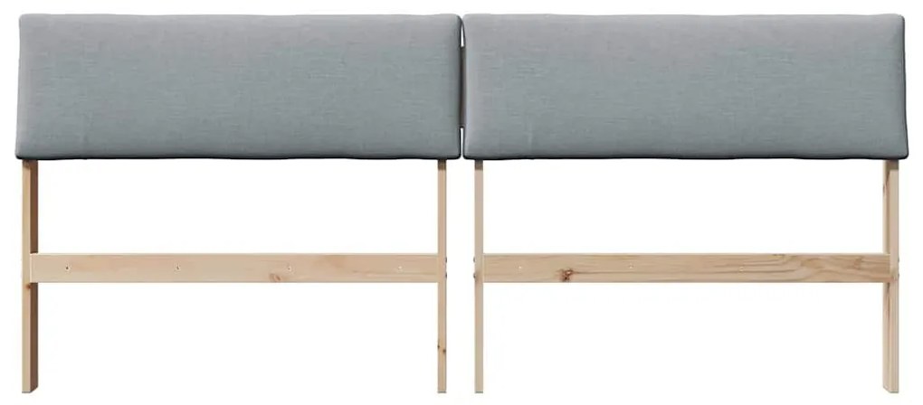 Kárpitozott fejtámla Világosszürke 200 cm Tömör fenyőfa