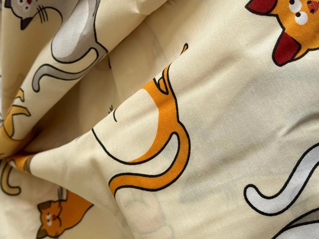 COLORED CATS PURE pamut krémszínű ágyneműhuzat Ágyneműhuzat mérete: 70 x 90 cm | 140 x 200 cm