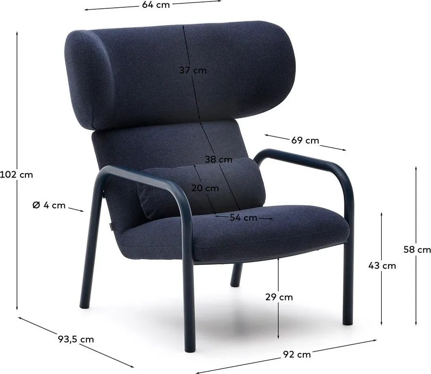 Sötétkék fotel Inari – Kave Home